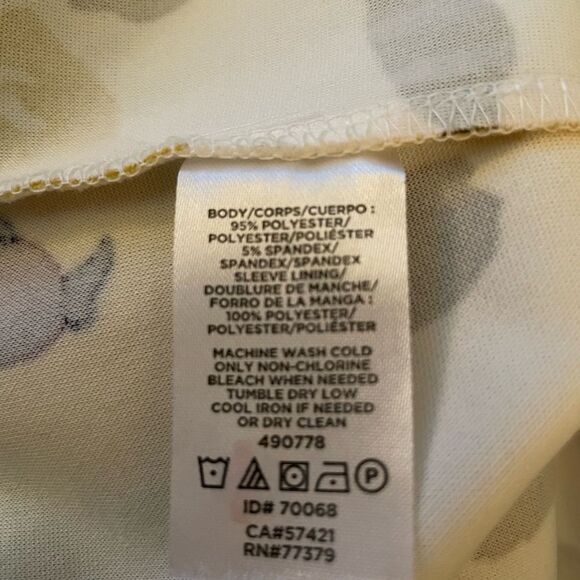 Ann Taylor Factory XL Puff Sleeve Blouse Fall Floral Print, Yellow/Blue/Gray - Picture 10 of 11